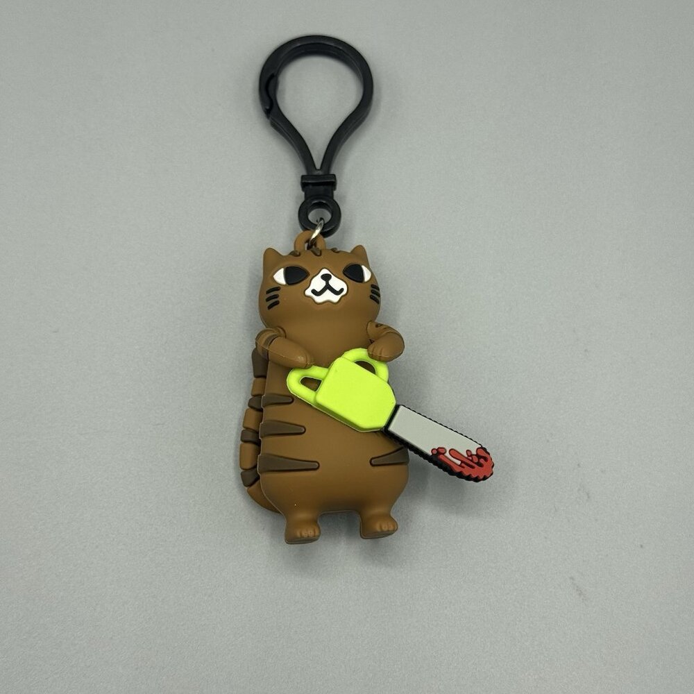 Horror Cats BROWN CHAINSAW TABBY Key Chain Hot Topic Exclusive New Open - Picture 1 of 4
